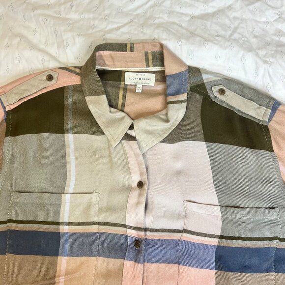 Lucky Brand Women Plaid Button-Up Shirt XL Multi-Color Viscose Modal Casual - Picture 3 of 16
